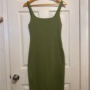 Zara Green Sheath Midi Dress Spaghetti Strap